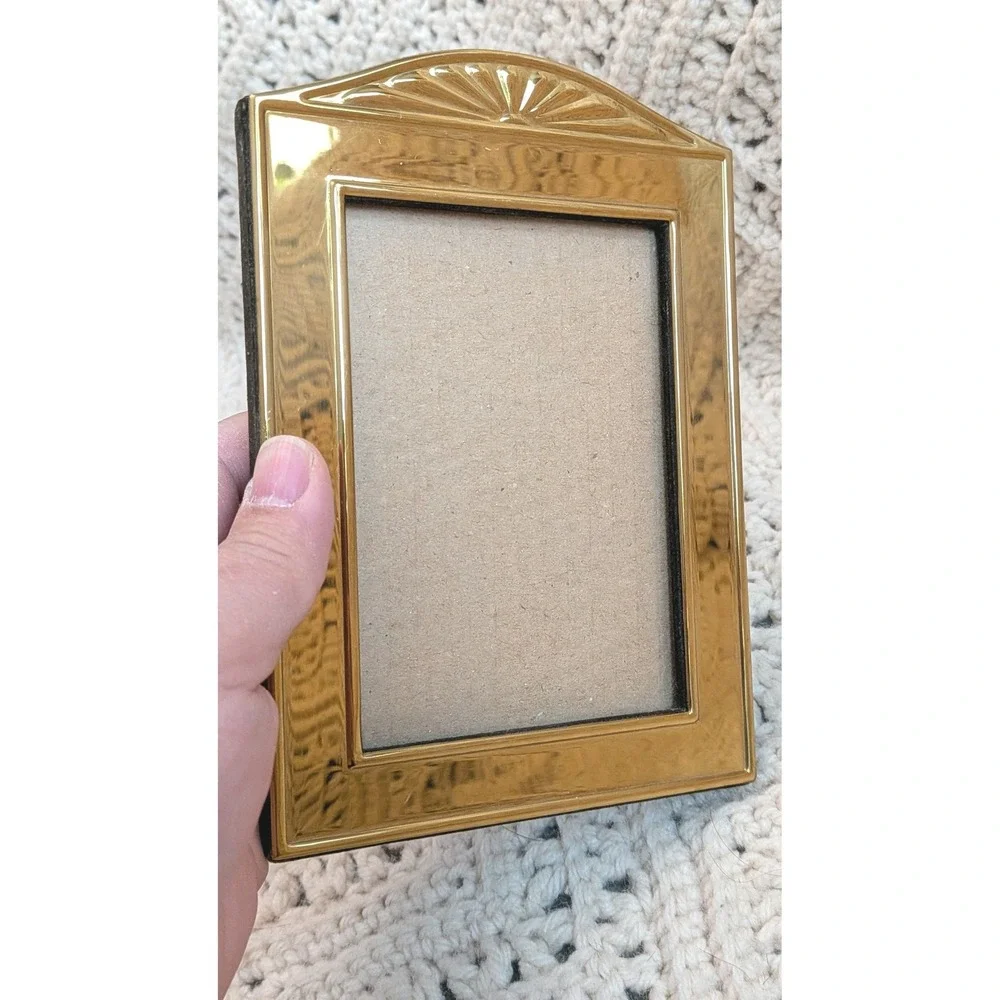 Woodward Solid Brass Picture Frame 3.5x5 Gold Arched Sunburst Vintage Tabletop